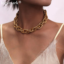 Load image into Gallery viewer, High Quality Punk Lock Choker Necklace Pendant Women Collar Statement Brand Gold Color Chunky Thick Chain Necklace Steampunk Men
