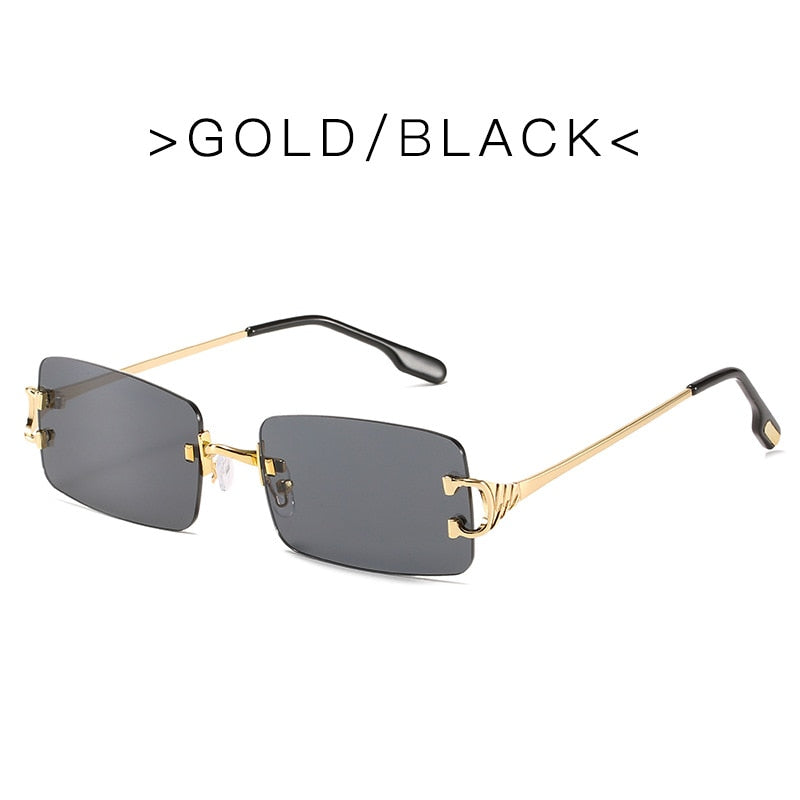Retro Rimless Sunglasses Women Men Retro Brand Designer Sunglasses Sunglasses Women Men Rectangular Glasses UV400 Oculos De Sol