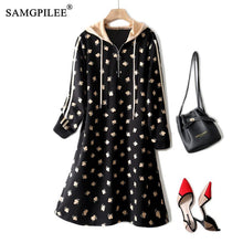 Load image into Gallery viewer, Autumn Elegant Dresses For Women 2021 New Peach Heart Pattern Hooded Collar Casual Knee Length Korean Fashion Clothing Vadim
