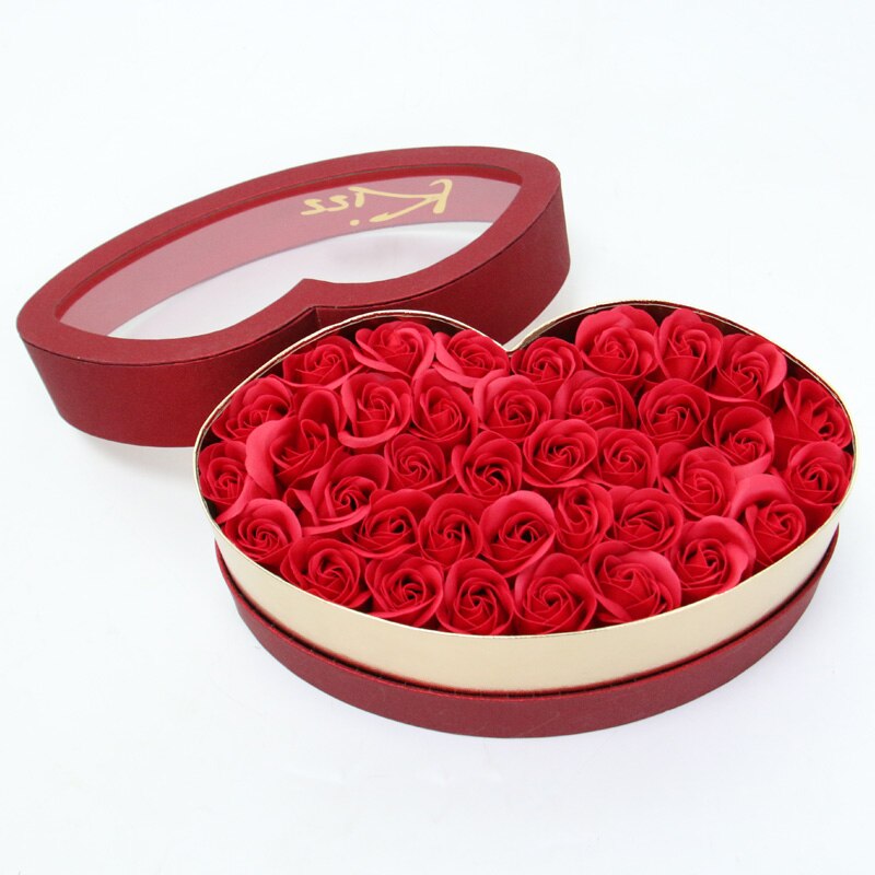 Lip-shaped Gift Box+Soap Flowers Romantic Valentine's Day Gift Wedding Bouquet Souvenir Cake Holding Flowers Packaging Gift Box