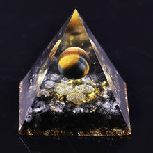 Load image into Gallery viewer, Orgonite Pyramid Chakras Tiger Eye Orgon Energy Crystals Obsidian Original Home Office Decor Resin Reiki Gift Decoration
