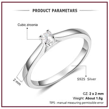 Load image into Gallery viewer, 925 Sterling Silver Ring Simple Round CZ Finger Ring for Women 925 Silver Wedding Engagement Gift Fine Jewelry (Lam Hub Fong)
