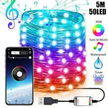 Load image into Gallery viewer, 10M USB Christmas Tree Led String Lights with Smart Bluetooth App Remote Control Christmas Home Decor Fairy Lights Garland
