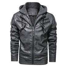 Load image into Gallery viewer, QSuper Autumn Winter Men Leather Jacket Motor And Biker Hooded Men&#39;s Coats Standard Motorcycle Male Leather Jackets Dropshipping
