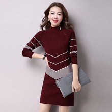 Load image into Gallery viewer, 2021 New Autumn Winter Long Sweater Dress Women Knitted Pullovers Casual Solid Warm Plus Size Mid-Length Clothes Thick Warm Tops

