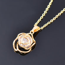 Load image into Gallery viewer, SINLEERY Charm Dazzling Crystal Rose Flower Pendant Necklace Rose Gold Silver Color Chain On Neck Fashion Jewelry XL097 SSK
