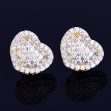 Load image into Gallery viewer, Heart-shaped Earring White Color Full Cubic Zircon Women Fashion Hip Hop Jewelry for Gift 14MM
