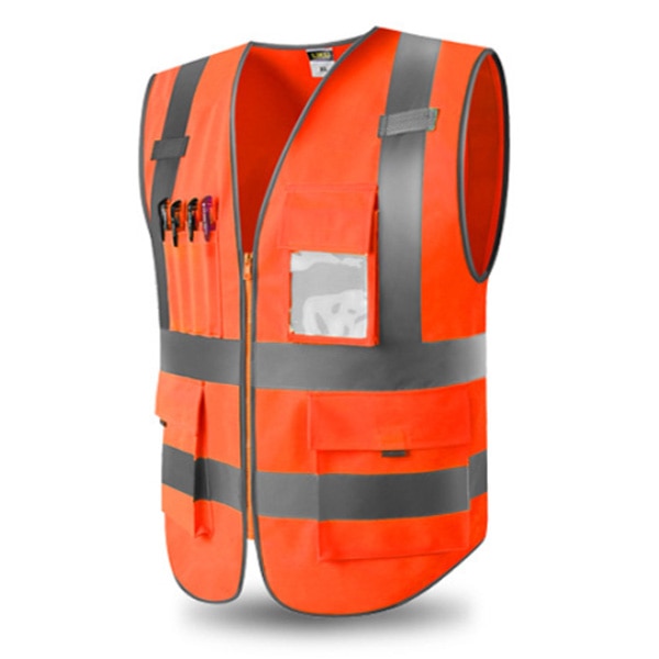 High Visibility Reflective Vest Zipper Front Safety Vest With Reflective Strips Construction Workwear Safety Reflective Vest
