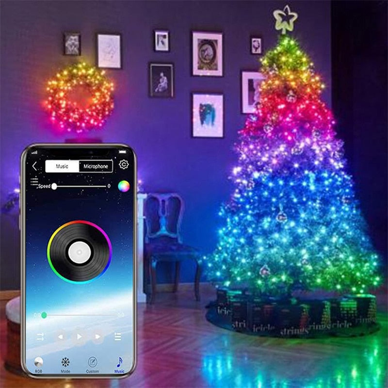 Christmas Tree Decoration LED Lights Smart Personalized String Lights Customized App Remote Control Lights Dropship