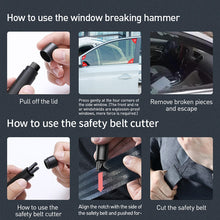 Load image into Gallery viewer, Baseus Mini Car Window Glass Breaker Seat Belt Cutter Safety Hammer Life-Saving Escape Hammer Cutting Knife Interior Accessories
