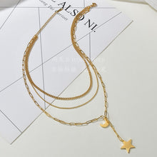 Load image into Gallery viewer, Three-Tier Necklace Women Stainless Steel Sweater Chain Fashion Fashion All-Match 2021 Trend Moon And Star Necklace Jewelry
