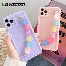 Load image into Gallery viewer, For iPhone 12 Pro Max Cases Love Heart Chain Wrist Band Phone Case For iPhone 11 Pro Max X XS XR 7 8 Plus Candy Color Soft Cover
