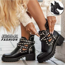 Load image into Gallery viewer, Boots Womens Shoes Winter And Autumn Boots Belt Buckle Short Martins Boots Personalized Leather Short Boot Ladies Shoes Mujer
