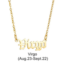 Load image into Gallery viewer, Custom 12 Constellation Astrology Horoscope Star Jewelry 18K Gold Plated Stainless Steel Zodiac Sign Pendant Necklace
