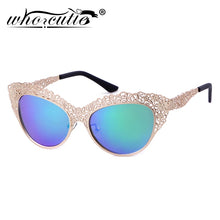 Load image into Gallery viewer, Cat Eye Sunglasses Women Baroque Flower Hollow Metal Frame 2019 Brand Designer Vintage Retro Cateye Sun Glasses Lady Shades S086
