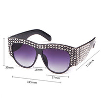 Load image into Gallery viewer, WHO CUTIE 2018 Oversized Half Frame Pink Sunglasses Women Diamond Luxury Vintage Retro Female Embellished Sun Glasses Shades 532
