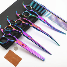 Load image into Gallery viewer, Professional Dog Scissors Set Stainless Steel Grooming Dogs Comb Shear Hair Cutter Straight Thinning Curved Scissors Pet Product
