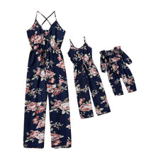 Load image into Gallery viewer, 2021 Flower Summer Mommy And Me Matching Jumpsuits Clothes Straps Mom And Daughter Floral Matching Set Outfits Baby&#39;s Clothes

