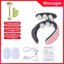Load image into Gallery viewer, 6 Heads Neck Massager Shoulder Cervical Massager Multifunctional Electric Hot Compress Pulse Neck Protector Rechargeable Massage

