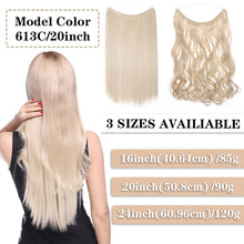 Load image into Gallery viewer, HAIRRO No Clip Wave Hair Extensions Pure Color Synthetic Natural Black Blonde One Piece False Hairpiece Fish Line Fake Hair
