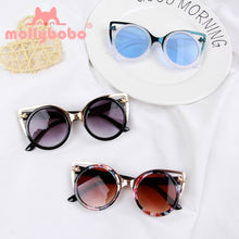 Load image into Gallery viewer, Retro Child Cat Ear Kids Sunglasses Vintage Oversized Round Children Sunglasses for Baby Infant Uv400 Mirror Boys Girls
