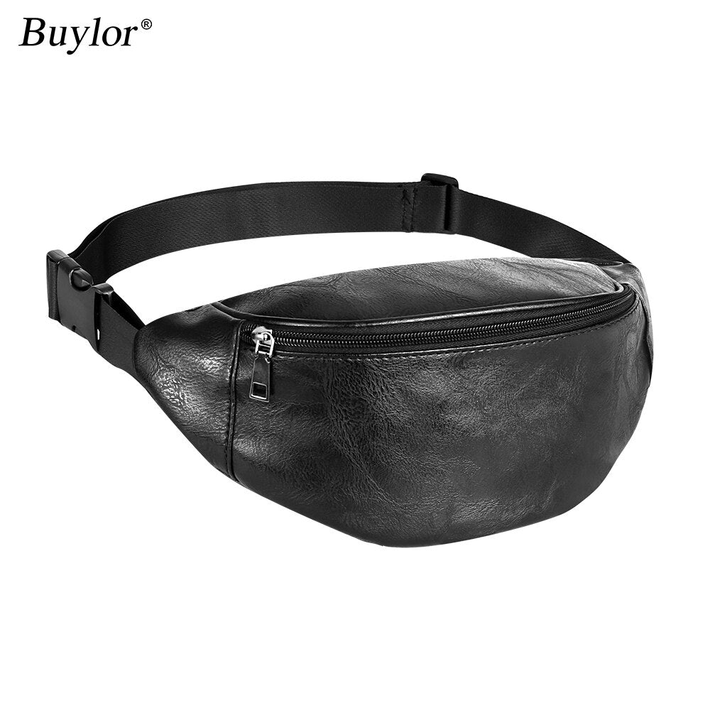 Buylor Waist Bag Bumbags Fashion Fanny Packs Men Leather Hip Bum Bag Women Casual Waterproof Chest Bag for Outdoor Sports