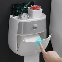 Load image into Gallery viewer, Toilet Paper Holder Waterproof Wall Mounted Toilet Paper Tray Roll Paper Tube Storage Box Tray Tissue Box Shelf Bathroom Product
