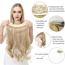 Load image into Gallery viewer, No Clip Wave Halo Hair Extensions Ombre Synthetic Natural Black Blonde Pink One Piece False Hairpiece Fish Line Fake Hair Piece
