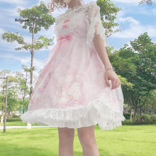 Load image into Gallery viewer, Japanese Lolita Kawaii Dress Women Summer Soft sister Style Cute Bowknot Cat Print Strap Sweet Princess Dress Preppy Style
