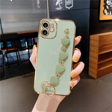 Load image into Gallery viewer, Luxury Plating Love Heart Chain Wrist Bracelet Soft Case For iPhone 12 Pro Max Mini 11 Pro Max X XS XR 7 8 Plus SE 2020 Cover
