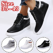Load image into Gallery viewer, Casual lace-up wedge single shoes Fashion solid color ladies casual shoes Large size outdoor walking solid women&#39;s shoes
