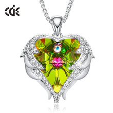 Load image into Gallery viewer, CDE Women Silver Color Necklace Embellished with Crystals Necklace Angel Wings Heart Pendant Valentines Gift
