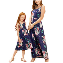 Load image into Gallery viewer, Same Sets For Family Mommy And Me Sleeveless Romper Maxi Dresses+Headband Family Matching Set Одинаковые Комплекты Для Семьи
