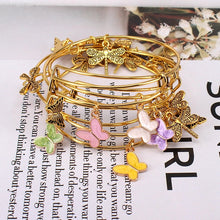 Load image into Gallery viewer, 5pcs Gold Color Bangle Bracelet Set Adjustable Wire Cuff Bracelets for Women Fashion Jewelry Charm Bangles Gift C042
