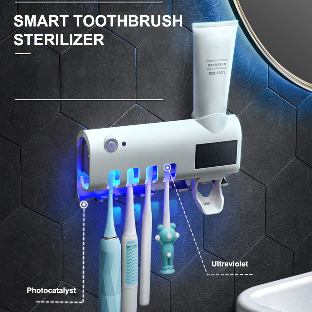 3 in 1 UV Toothbrush Holder Sterilizer Automatic Toothpaste Squeezers Dispenser For Toilet Home Bathroom Accessories Sets
