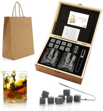 Load image into Gallery viewer, Whiskey Stones &amp; Glasses Set, Granite Ice Cube for Whisky, Whiski Chilling Rocks in Wooden Box, Best Gift for Dad Husband Men
