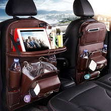 Load image into Gallery viewer, Pu Leather Car Seat Back Organizer Tray Travel Car Storage Organizer Pad Bag With Foldable Table Car Trash Can Auto Accessories

