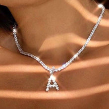 Load image into Gallery viewer, Caraquet Ice out A-Z Letter Initial Pendant Necklace Silver Color Tennis Chain Choker Necklace Female Fashion Statement Jewelry

