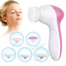 Load image into Gallery viewer, 5 in 1 Face Cleansing Brush Silicone Facial Brush Deep Cleaning Pore Cleaner Face Massage Skin Care Waterproof Facial Brush
