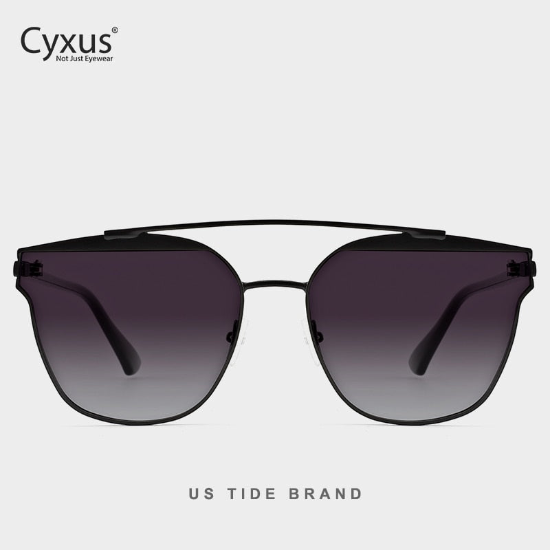 Cyxus Cateye Oversize Sunglasses for Women Mirrored Flat Lenses Street Fashion Shade Metal Frame Girls Eyewear Black/Pink 1102