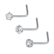 Load image into Gallery viewer, 3 Pcs 1 Lot 15G Nostril Piercings CZ Crystal Piercing Nose Stud Stainless Steel Star Nose Rings Piercing Jewelry Nose Piercing
