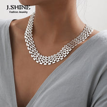 Load image into Gallery viewer, JShine Exaggerated Cuban Thick Chain Necklace Women Wide Iron Metal Silver Color Chunky Necklace Statement Fashion Jewelry

