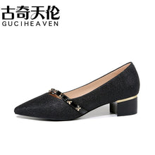 Load image into Gallery viewer, Ladies autumn pointed toe thick heel women&#39;s shoes

