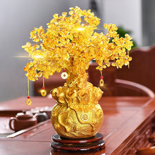 Load image into Gallery viewer, 19/24cm Lucky Tree Wealth Yellow Crystal Tree Natural Money Tree Ornaments Bonsai Style Wealth Luck Feng Shui Ornaments Craft
