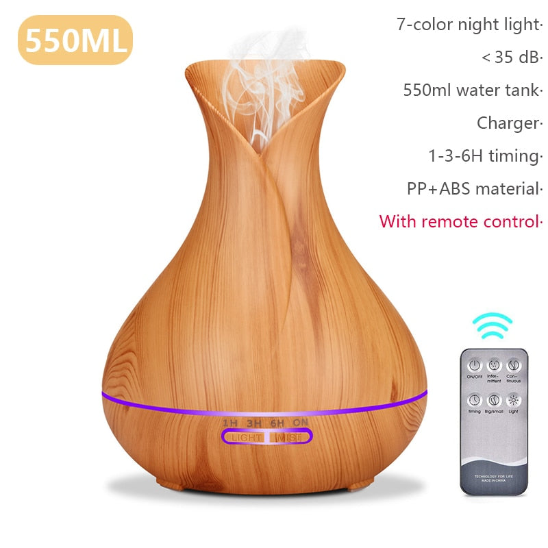 550ML Ultrasonic Aromatherapy Humidifier Essential Oil Diffuser Air Purifier Home Mist Maker Aroma Diffuser LED Light