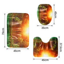 Load image into Gallery viewer, 3D Waterfall Landscape Waterproof Bathroom Shower Curtain Rug Set Sunshine Polyester Bath Curtain Non-slip Toilet Cover Bath Mat
