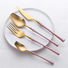 Load image into Gallery viewer, Stainless Steel Cutlery Set Gold Dinnerware Set Western Food Cutlery Tableware Dinnerware Christmas Gift Forks Knives Spoons
