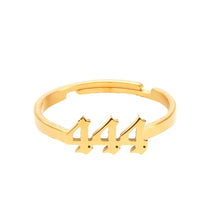 Load image into Gallery viewer, Angel Number 111 222 333 444 Rings 555 777 888 999 666 Stainless Steel Adjustable Finger Rings Open Gold Gothic Jewelry Gift
