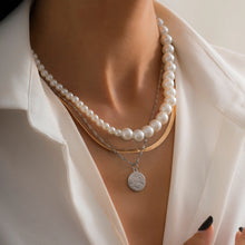Load image into Gallery viewer, SHIXIN Layered Pearl Beads Choker Colar Snake Chains Necklace for Women Fashion Coin Pendant Necklace 2021 Jewelry for Neck Gift
