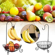 Load image into Gallery viewer, Creative Novelty Kitchen Metal Fruit Basket with Detachable Banana Hanger Holder Hook Rack Organizer
